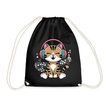 Musik Katze Notenschlüssel Design für Musiker und - Turnbeutel - Schwarz - Vorne