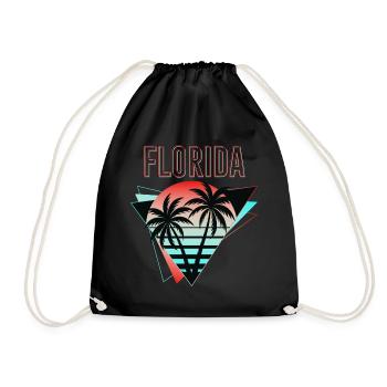 Florida USA Miami Amerika Sommer Palmen Neon Bunt - Turnbeutel - Schwarz - Vorne