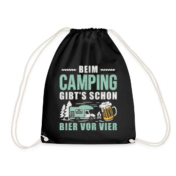 Wohnmobil Camping Bier Camper - Turnbeutel - Schwarz - Vorne