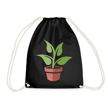 Topfpflanze als Symbol - Cartoon und Comic Natur - Turnbeutel - Schwarz - Vorne
