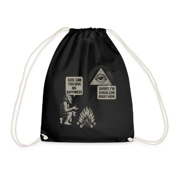 Caveman Fire God Humor - Sorry I'm Low Right Now - Drawstring Bag - black - Front