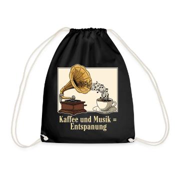 Coffee and music = relaxation - Drawstring Bag - black - Front