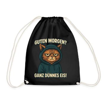 Good Morning - Very Thin Coffee Saying - Drawstring Bag - black - Front