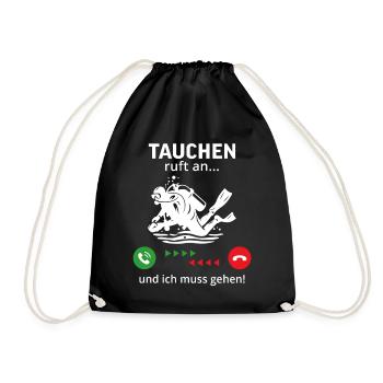 Diving is calling… and I have to go - Drawstring Bag - black - Front