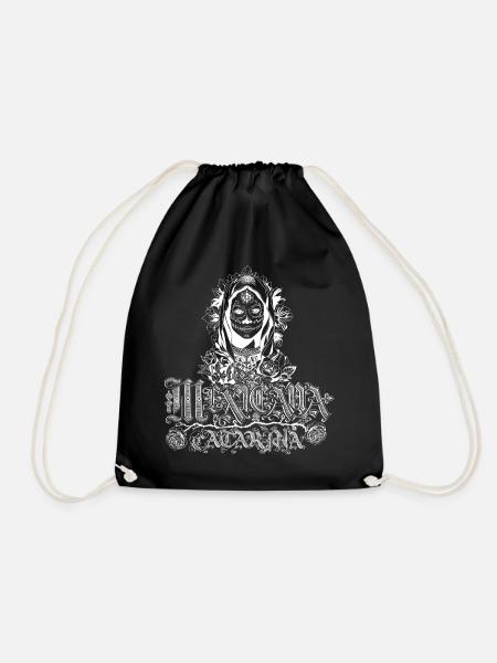 Mexicana Catarina white - Drawstring Bag - black