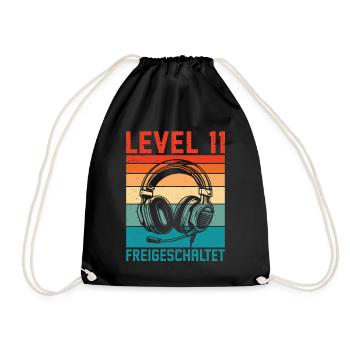 11. Geburtstag Jungen Gamer Level 11 Unlocked - Turnbeutel - Schwarz - Vorne