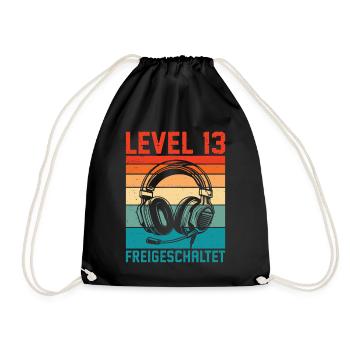 13. Geburtstag Jungen Gamer Level 13 Unlocked - Turnbeutel - Schwarz - Vorne