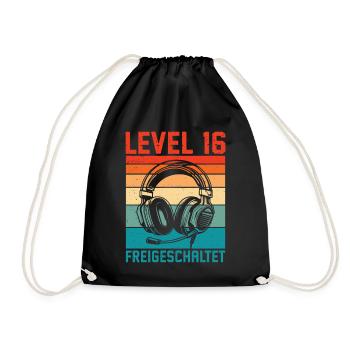 Garçons du 16e anniversaire : niveau 16 débloqué - Sac de sport léger - noir - Devant