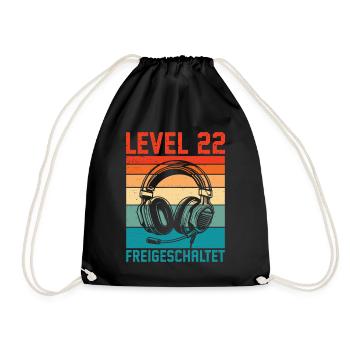 22. Geburtstag Männer Gamer Level 22 Unlocked - Turnbeutel - Schwarz - Vorne