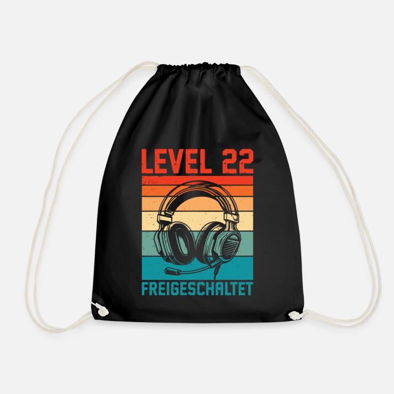 22. Geburtstag Männer Gamer Level 22 Unlocked - Turnbeutel - Schwarz