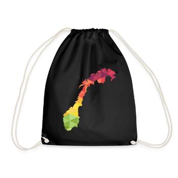 Norway - Norge - Norway - abstract - map - Drawstring Bag - black - Front