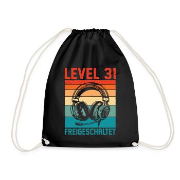 31st Birthday Men Gamer Level 31 Unlocked - Drawstring Bag - black - Front