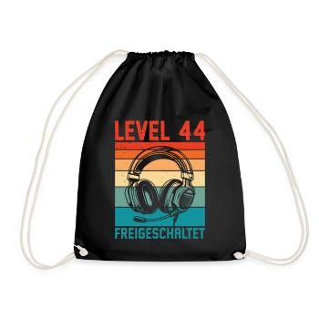 44. Geburtstag Männer Gamer Level 44 Unlocked - Turnbeutel - Schwarz - Vorne