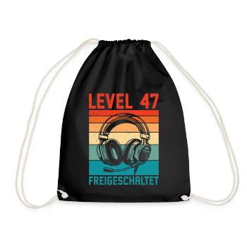 47. Geburtstag Männer Gamer Level 47 Unlocked - Turnbeutel - Schwarz - Vorne