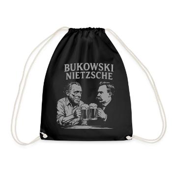 Bukowski and Nietzsche Beer Toast Design - Drawstring Bag - black - Front