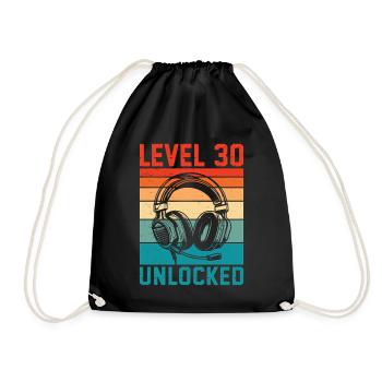 30 Years Unlock Level - 30th Anniversary Gamer - Turnbeutel - Schwarz - Vorne