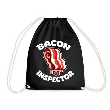 Inspector Bacon Cartoon - Drawstring Bag - black - Front