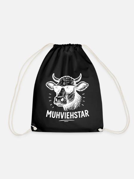Kuh Humor Shirt – Muhviehstar Design - Turnbeutel - Schwarz