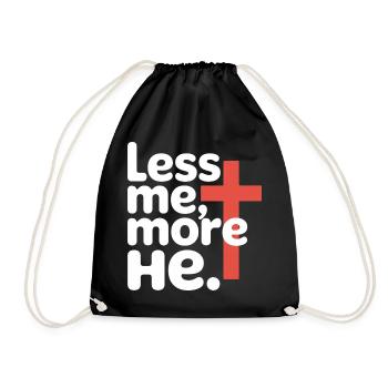 Less Me More He Christian Faith - Drawstring Bag - black - Front