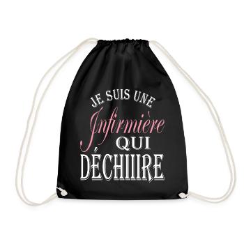 Cadeau original infirmière - Meilleure infirmière - Sac de sport léger - noir - Devant