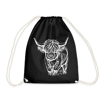 Cadeau de bovins Highland écossais - Sac de sport léger - noir - Devant