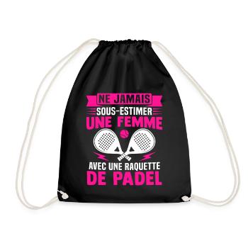  une femme avec une raquette de tennis - Sac de sport léger - noir - Devant