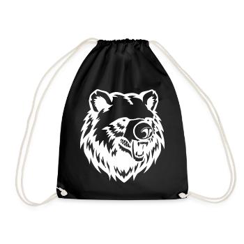 Bär Bärenkopf Bären T-shirt Geschenk - Turnbeutel - Schwarz - Vorne