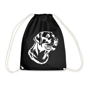 Dog White White Dog Dog Head T-shirt Gift - Drawstring Bag - black - Front