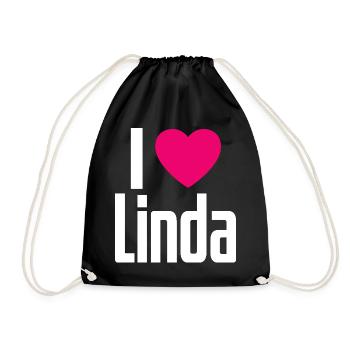 I Love Linda Pinkes Herz Ich liebe Linda - Turnbeutel - Schwarz - Vorne