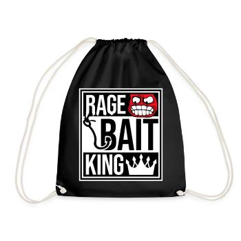 Rage Bait King Online Troll Attention Fun - Drawstring Bag - black - Front