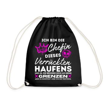 Chefin dieses Verrückten Haufens Geschenke Chefin - Drawstring Bag - black - Front