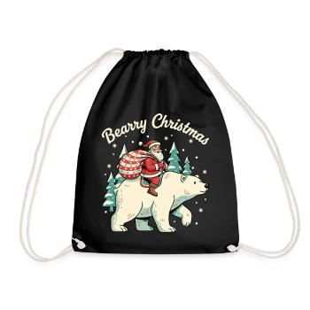 Bearry Christmas Bear Santa Xmas - Drawstring Bag - black - Front