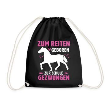 Né pour monter, forcé à l’école, chevaux - Sac de sport léger - noir - Devant