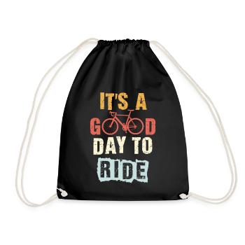 it's a good day to ride gift for cyclist cycling - Drawstring Bag - black - Front