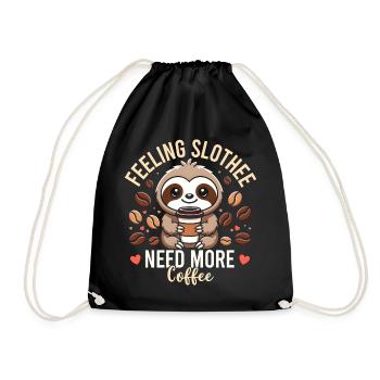 Feeling Slothee Need More Coffee Sloth  - Drawstring Bag - black - Front