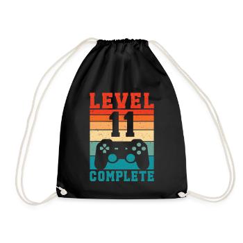 11. Geburtstag Level 11 Complete 11 Jahre Gamer  - Turnbeutel - Schwarz - Vorne