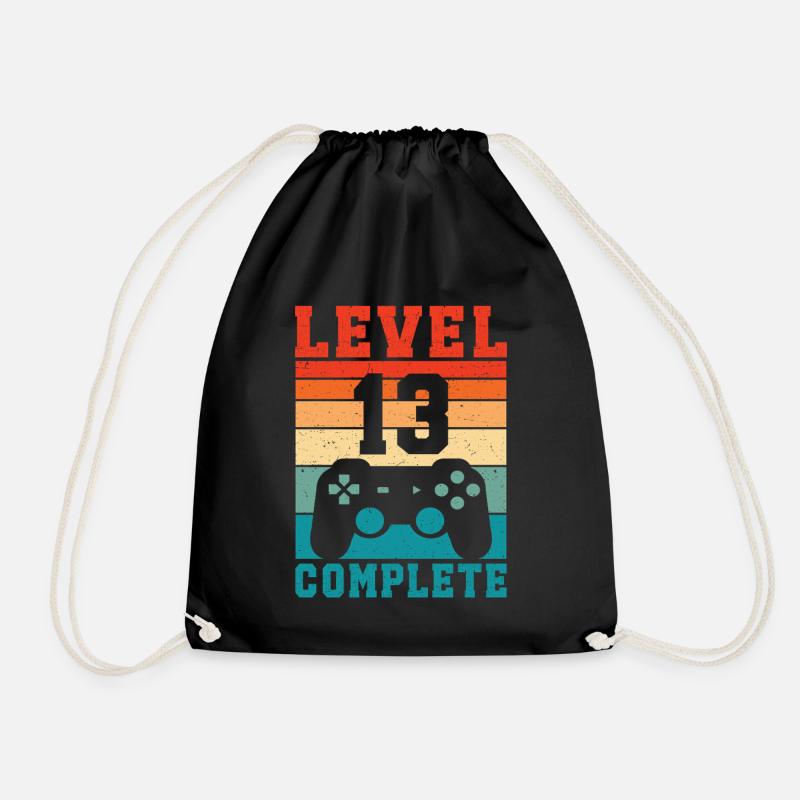 13. Geburtstag Level 13 Complete 13 Jahre Gamer - Turnbeutel - Schwarz