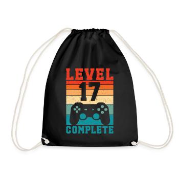 17. Geburtstag Level 17 Complete 17 Jahre Gamer  - Turnbeutel - Schwarz - Vorne