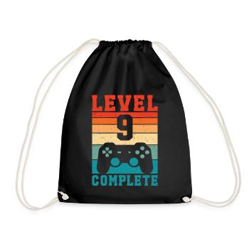 9th Birthday Level 9 Complete 9 Years Gamer - Drawstring Bag - black - Front