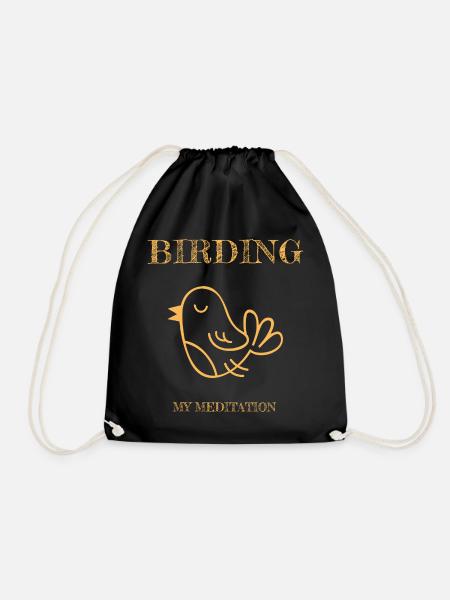 Birding is My Meditation - Drawstring Bag - black
