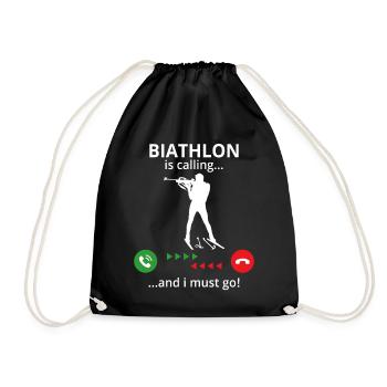biathlon is calling and i must go - Drawstring Bag - black - Front