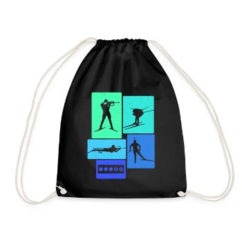 Biathlon Retro Biathlete - Drawstring Bag - black - Front
