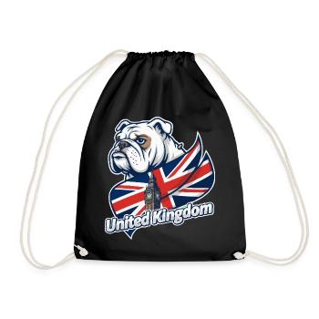 Bulldog with UK flag and Big Ben - Drawstring Bag - black - Front