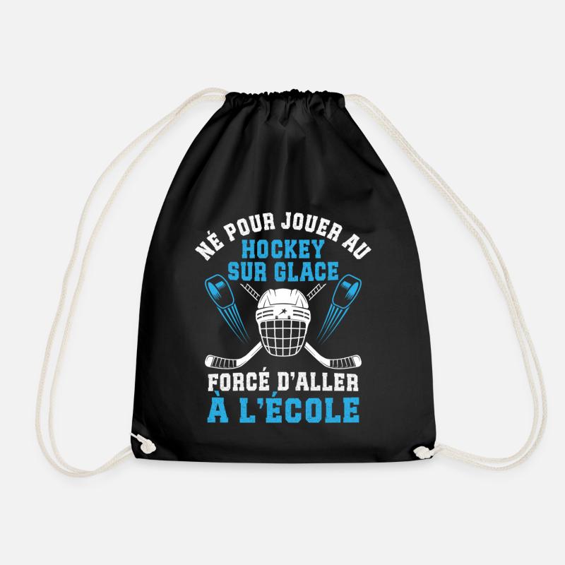 Né pour Jouer Au Hockey sur Glace - Drawstring Bag - black