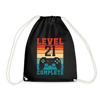 21. Geburtstag Level 21 Complete 21 Jahre Gamer - Turnbeutel - Schwarz - Vorne