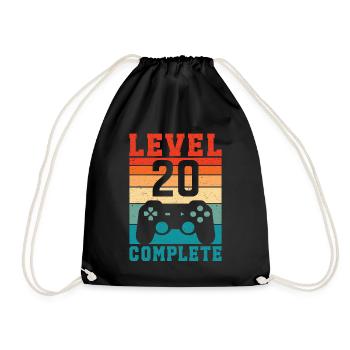 20th Birthday Level 20 Complete 20 Years Gamer - Drawstring Bag - black - Front