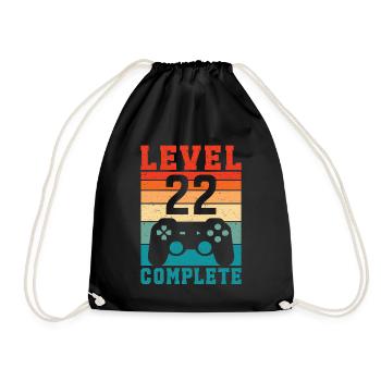 22nd Birthday Level 22 Complete 22 Years Gamer - Drawstring Bag - black - Front