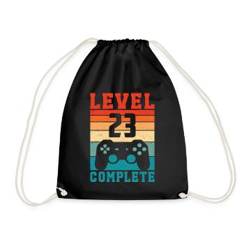 23. Geburtstag Level 23 Complete 23 Jahre Gamer - Turnbeutel - Schwarz - Vorne