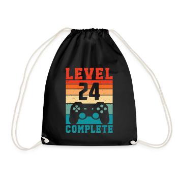 24. Geburtstag Level 24 Complete 24 Jahre Gamer - Turnbeutel - Schwarz - Vorne