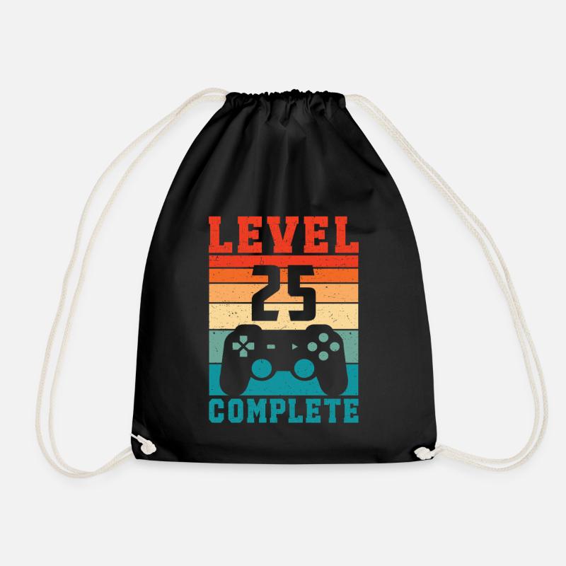 25. Geburtstag Level 25 Complete 25 Jahre Gamer - Turnbeutel - Schwarz